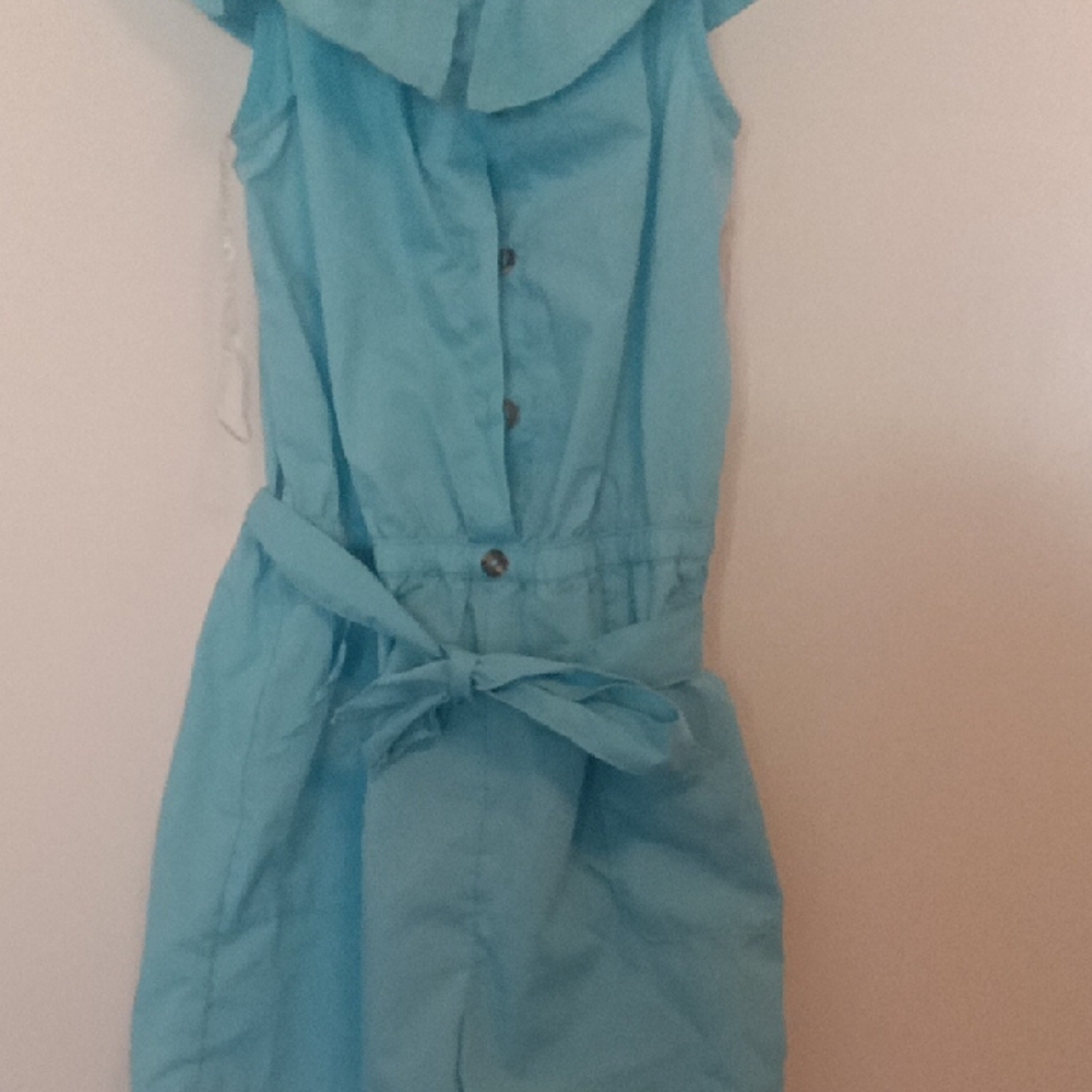 Blue Ruffle Off-Shoulder Romper - Picture 2 of 3